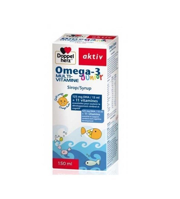 DOPPEL HERZ Aktiv Omega-3 Junior Multivitamine Sirop 150ml Maroc