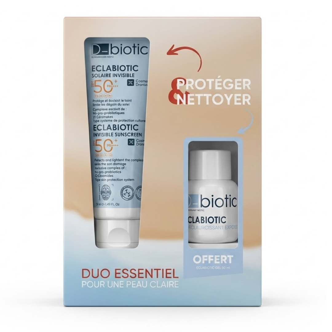 D-BIOTIC »eclabiotic Solaire Invisible+gel Eclaircissant Ech » Duo Pack Maroc
