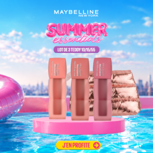 MAYBELLINE Lot de 3 Superstay Teddy Tint 10-15-55 + Trousse Offerte Maroc