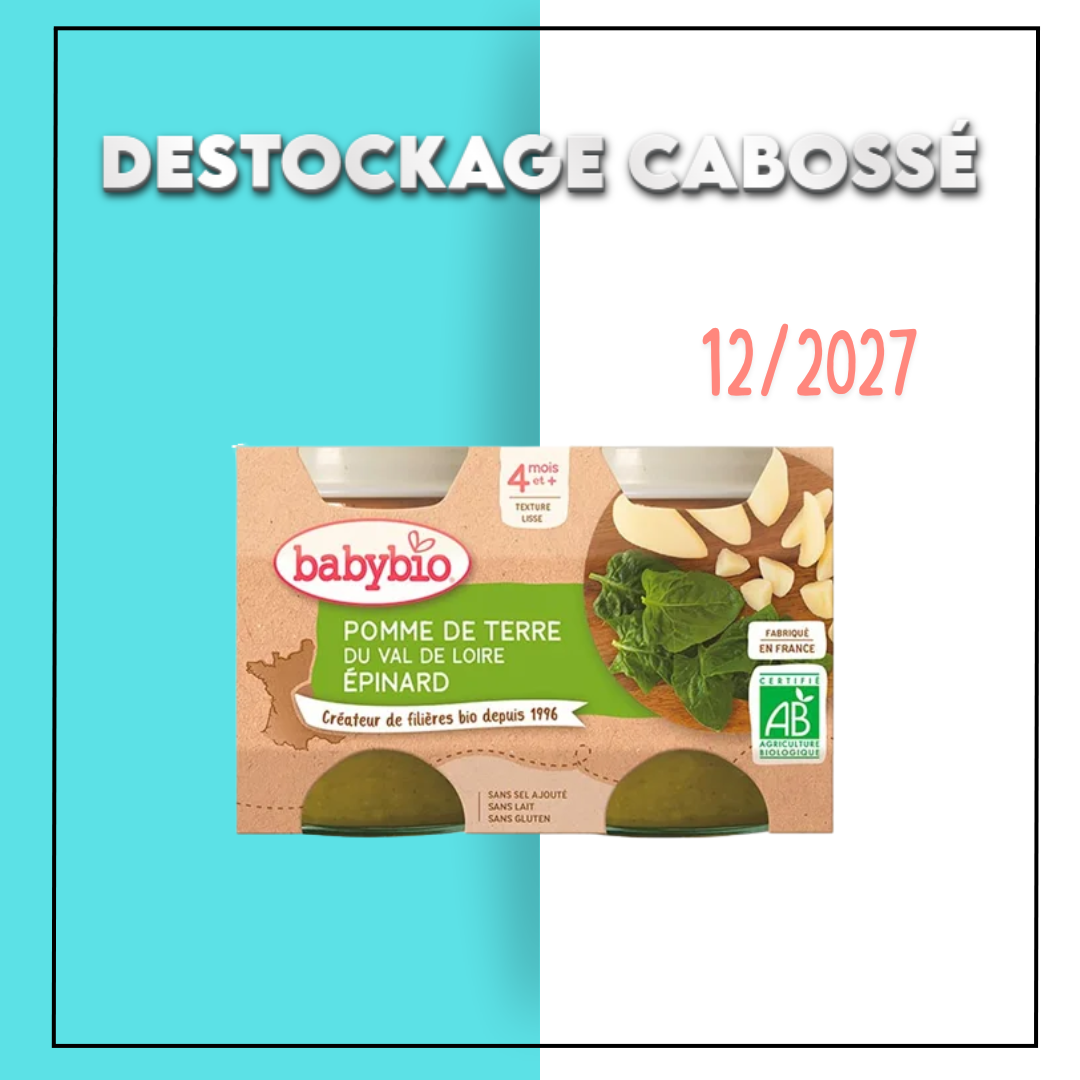 BABYBIO Pot Pomme de Terre Epinard 2 X 130 g – Destockage Cabosse Maroc