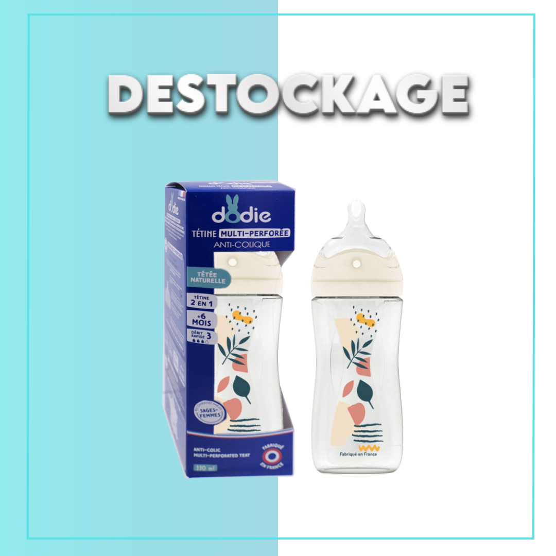 Dodie Biberon Multi Perfore Tetine Debit 3 Rose +6mois 330ml- Destockage Maroc