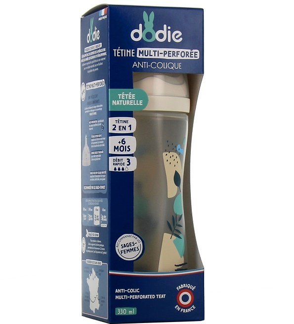 DODIE Biberon Multi Perfore Tetine Debit 3 Rose +6mois 330ml Maroc