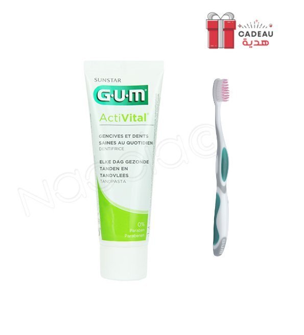 GUM Dentifrice Activital 75ml + Brosse à Dent Offerte Maroc