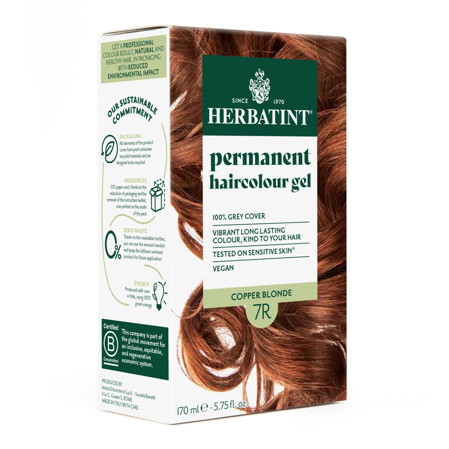 Herbatint Coloration Permanente Blond Cuivré 7R 170ml Maroc