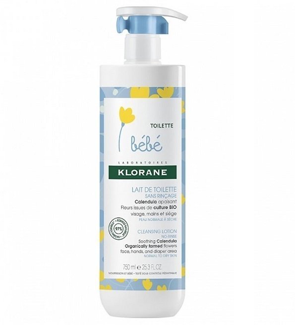 KLORANE Bébé – Lait de Toilette sans Rinçage au Calendula Apaisant – Bébé – Peau Normale à Sèche 500 ml Maroc