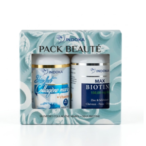 Indoka Collagène Marin 90 Gélules+ Max Biotine 90 comprimés Pack Maroc