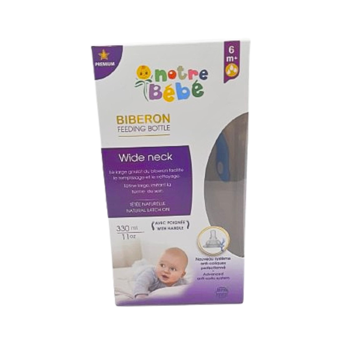NOTRE BEBE Biberon Wide Neck avec Poignet +6m 330ml Maroc