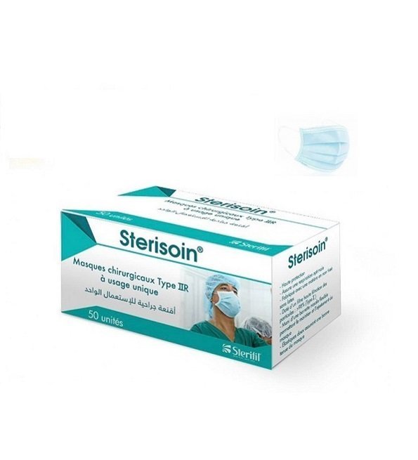 STERISOIN Masques Chirurgicaux Bleu 50 Unités Maroc