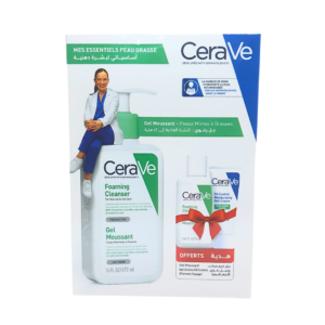 Cerave Gel Moussant Peaux Normales a Grasses 473ml + Gel Creme & Gel Moussant Mini Formats Offerts Maroc