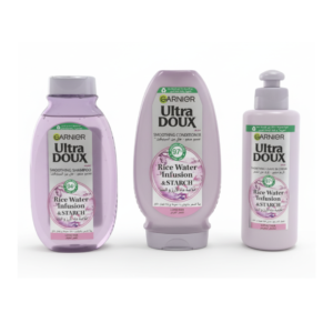 Garnier Routine Ultra doux Rice shampooing 200ml+ Leave-in +Apres-shampooing 200ml Maroc