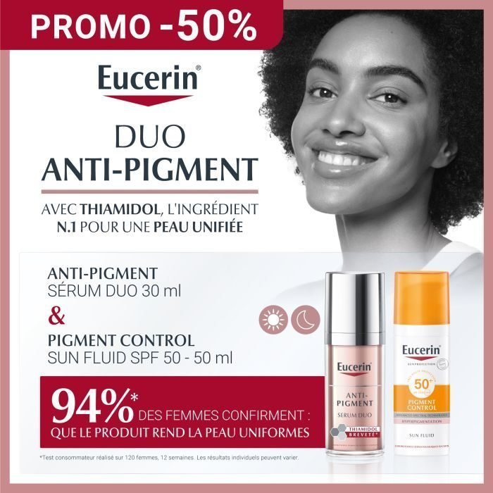 Eucerin Anti-pigment Sérum DUO 50 ML + Ecran pigment spf50 Offert Maroc